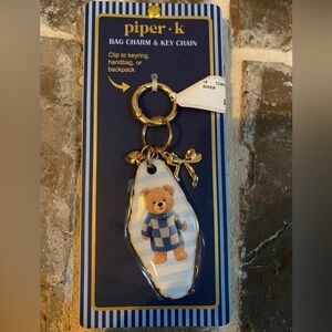 Piper K Teddy Bear Bag Charm Key Chain or Bag Charm